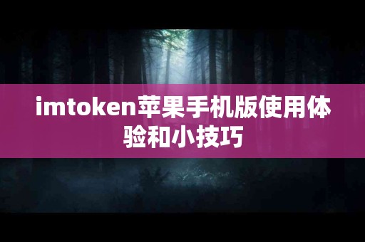 imtoken苹果手机版使用体验和小技巧